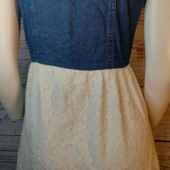 Blue & White Sleeveless Girls sz Large Dress - Picture 9 of 14